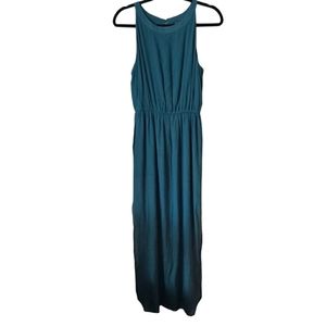 Nic+Zoe Maxi‎ dress size Small shimmery emerald burst split hem